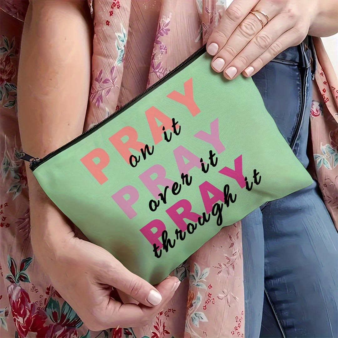 Christianartworkshop Pray On It, Pray Over It, Pray Through It Travel Cosmetic Bag - image 2