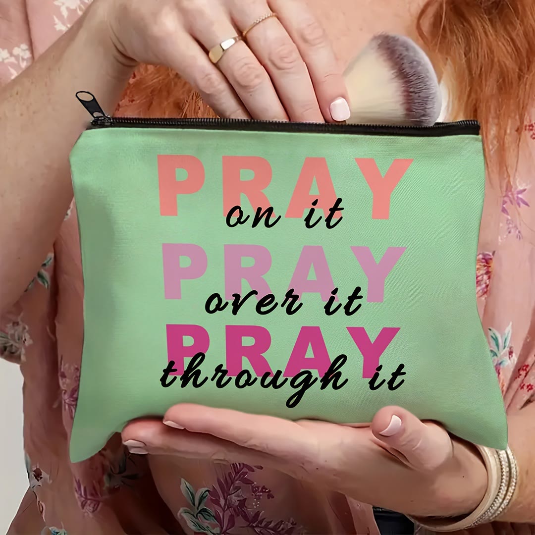 Christianartworkshop Pray On It, Pray Over It, Pray Through It Travel Cosmetic Bag - image 3