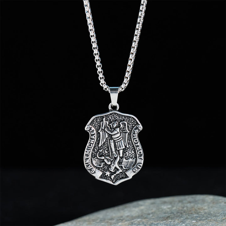 Christianartworkshop Dark Antiqued St. Michael Necklace: Carry His Strength in Daily Wear - image 2