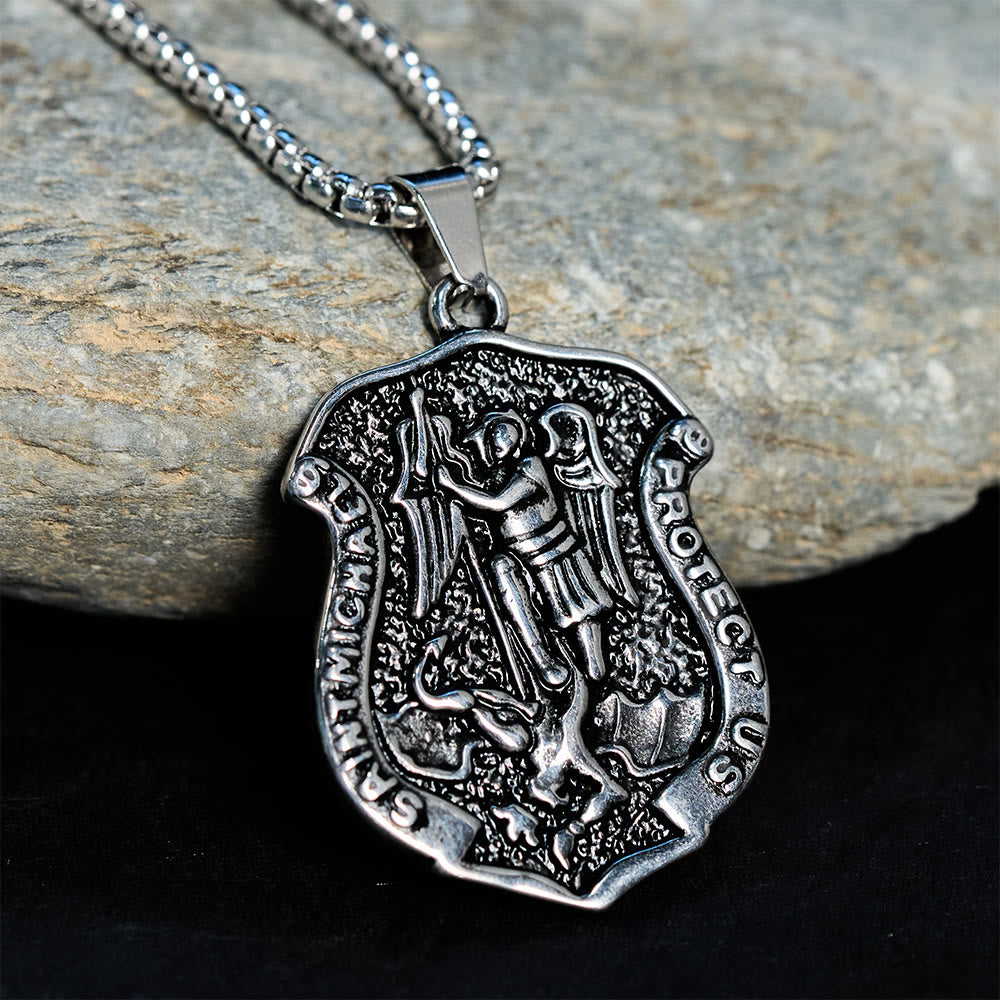 Christianartworkshop Dark Antiqued St. Michael Necklace: Carry His Strength in Daily Wear - St. Michael - image 0
