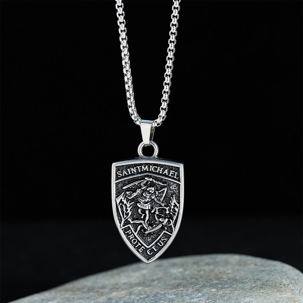 Christianartworkshop St. Michael Protect Us Shield Pendant Necklace: Embody His Courageous Protection - image 2