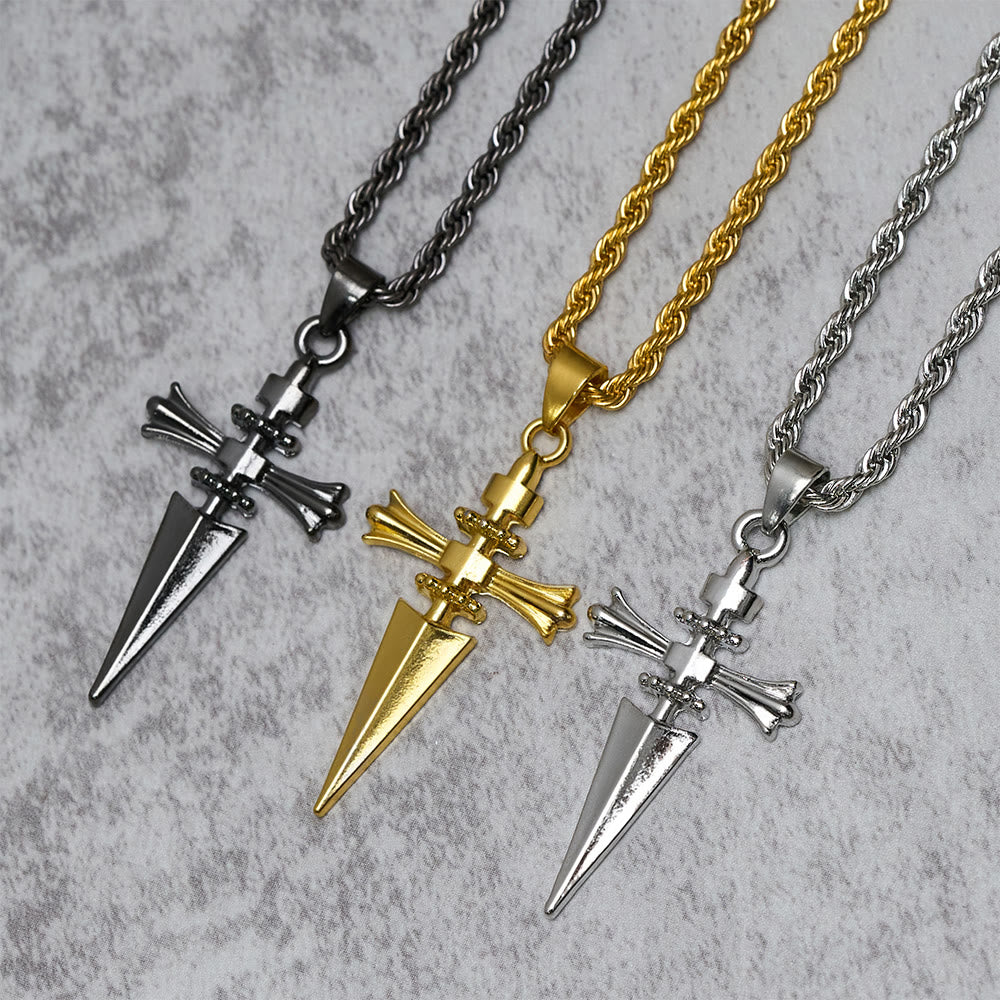 Christianartworkshop Cross-Dagger Fusion Shape Pendant Necklace: Embody His Courageous Protection - image 1