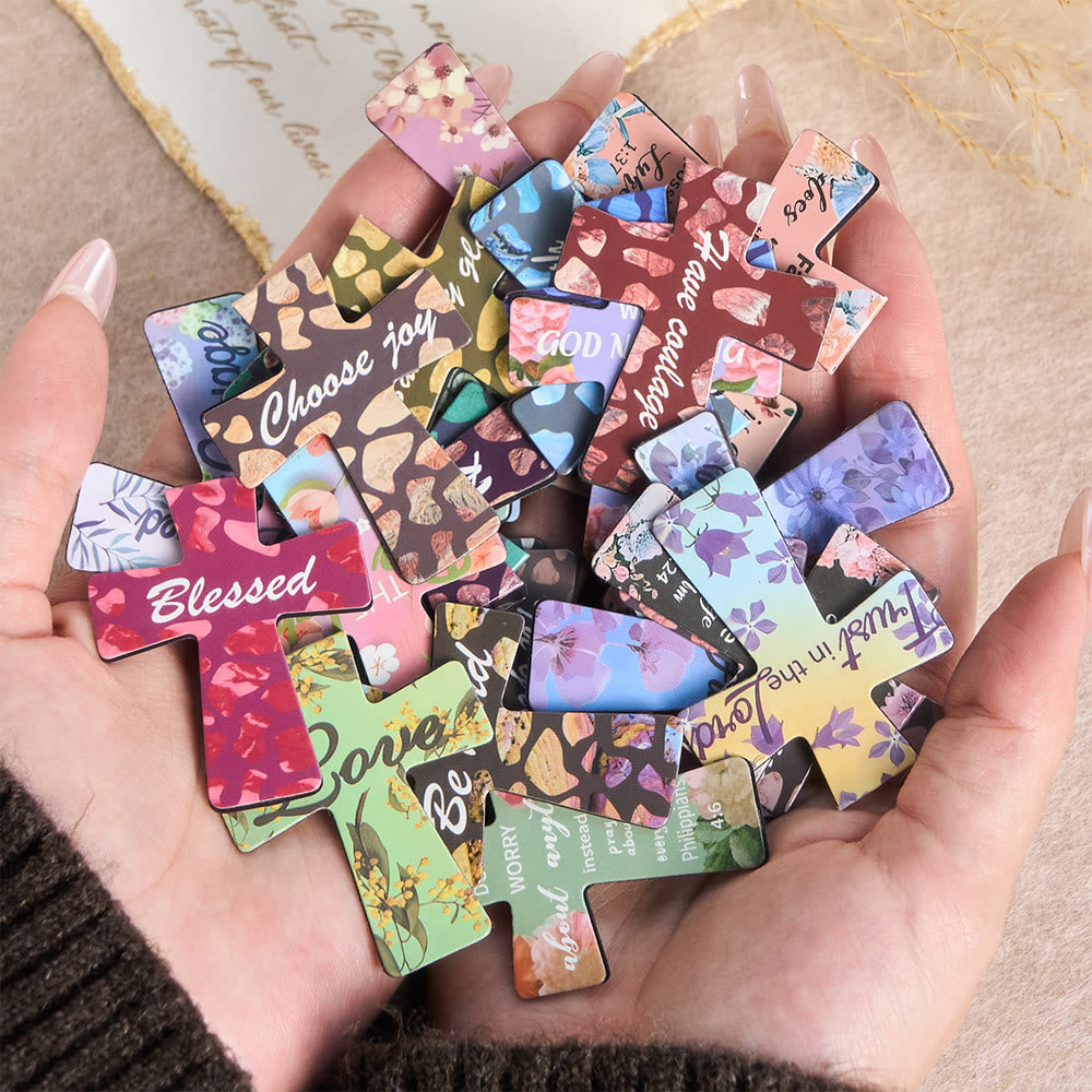 ChristianartworkshopFloral Cross Magnetic Bookmarks with Scripture Phrases: Embody His Encouraging Truth - image 1
