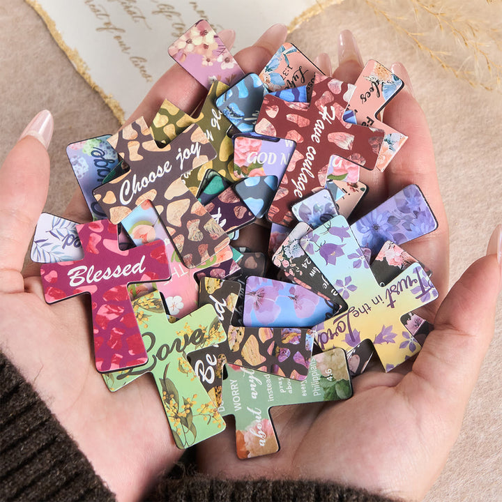 ChristianartworkshopFloral Cross Magnetic Bookmarks with Scripture Phrases: Embody His Encouraging Truth - image 1