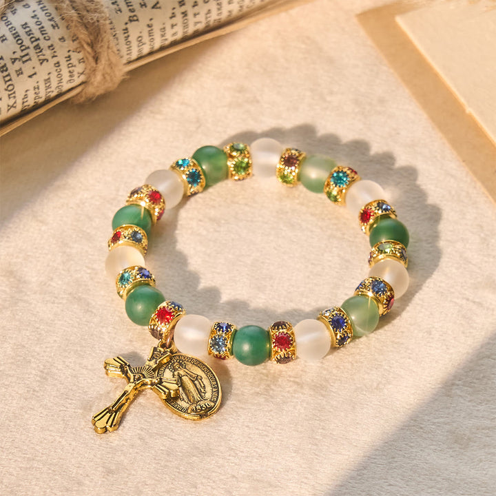 FREE Today: Smooth Frosted Agate Crucifx & Our Lady Bracelet: Remind of His Tender Love - image 3