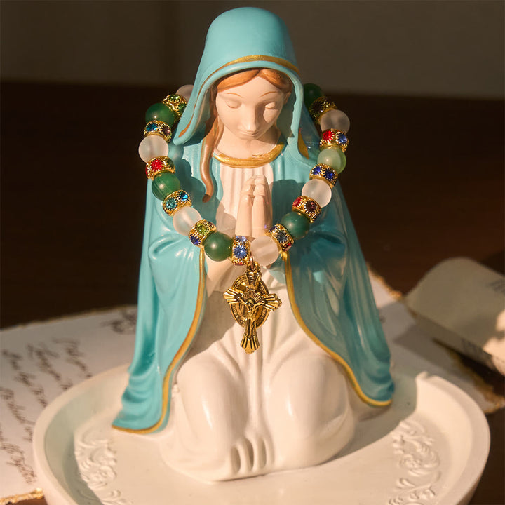 FREE Today: Smooth Frosted Agate Crucifx & Our Lady Bracelet: Remind of His Tender Love - image 2