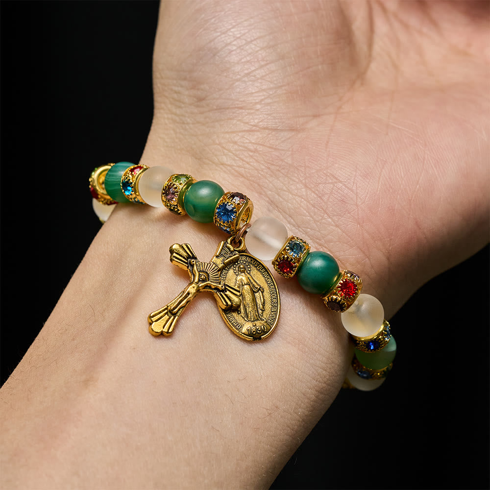 FREE Today: Smooth Frosted Agate Crucifx & Our Lady Bracelet: Remind of His Tender Love - image 1