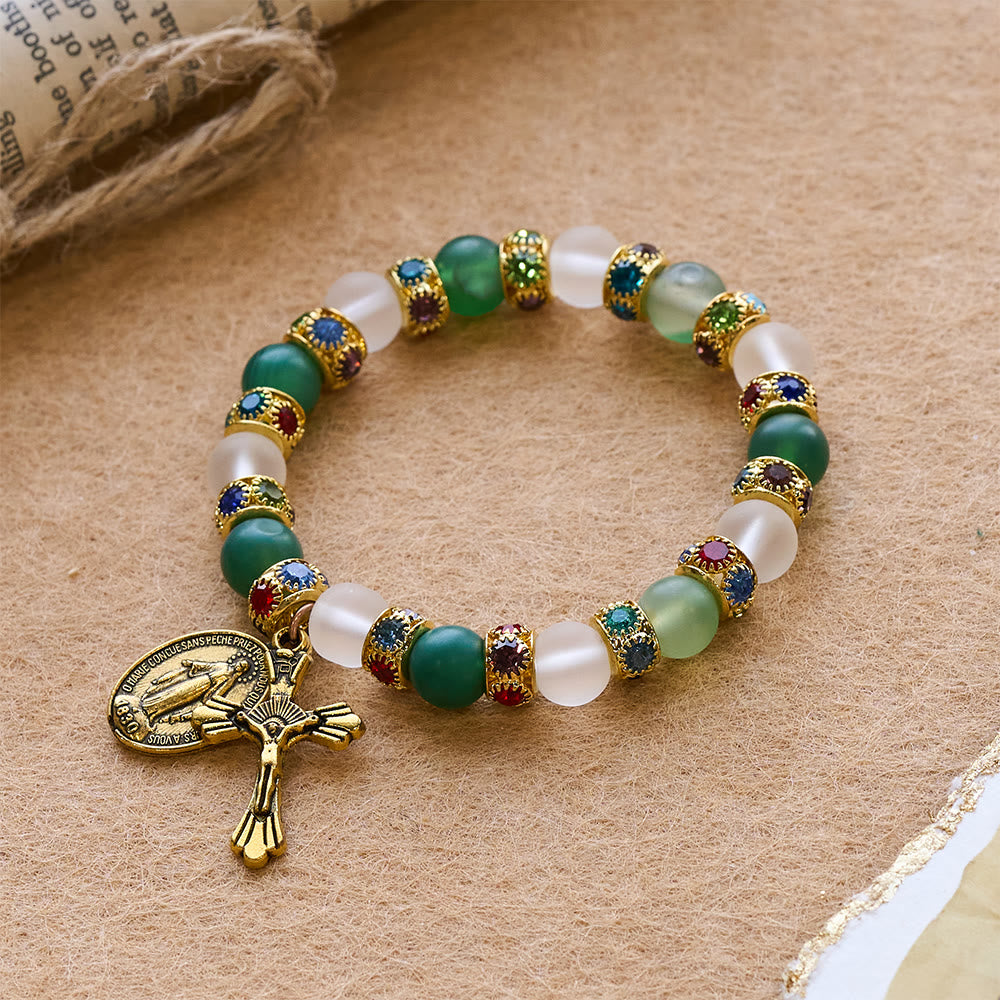 FREE Today: Smooth Frosted Agate Crucifx & Our Lady Bracelet: Remind of His Tender Love - image 5