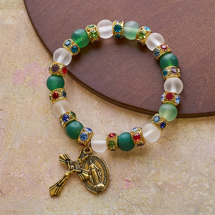 FREE Today: Smooth Frosted Agate Crucifx & Our Lady Bracelet: Remind of His Tender Love - image 6