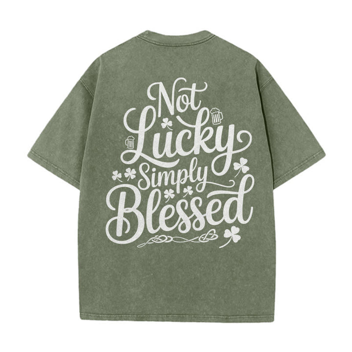 Christianartworkshop Not Lucky Simply Blessed Romans 4:7-8 Unisex Washed T-Shirt - Army Green - 5XL - image 20