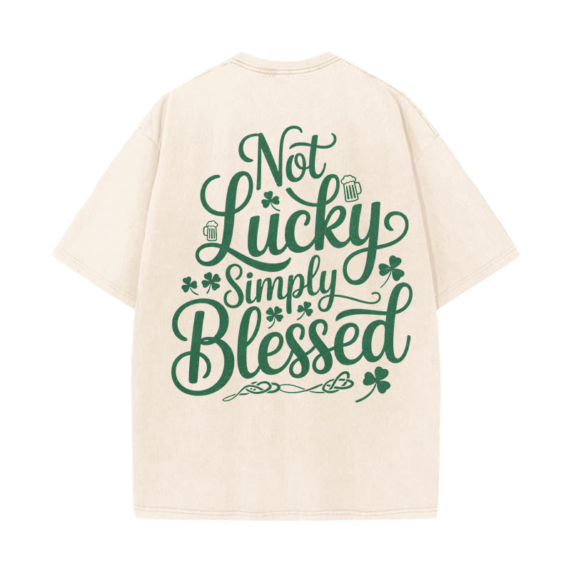 Christianartworkshop Not Lucky Simply Blessed Romans 4:7-8 Unisex Washed T-Shirt - image 7