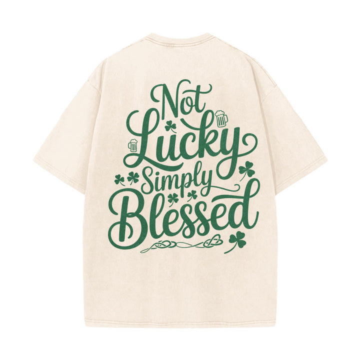 Christianartworkshop Not Lucky Simply Blessed Romans 4:7-8 Unisex Washed T-Shirt - Beige - 5XL - image 6
