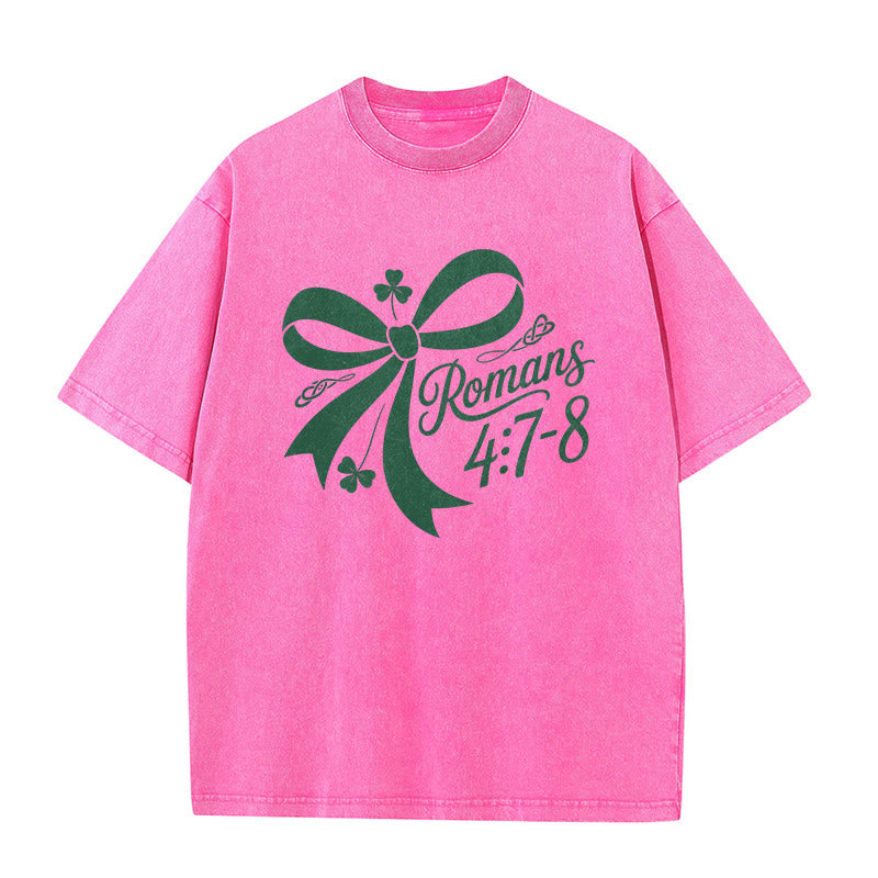 Christianartworkshop Not Lucky Simply Blessed Romans 4:7-8 Unisex Washed T-Shirt - image 11