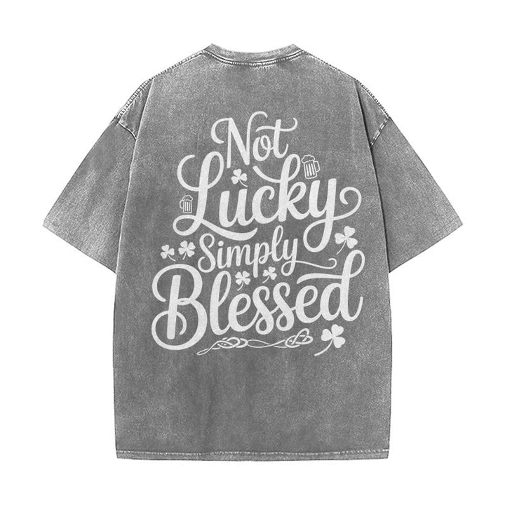 Christianartworkshop Not Lucky Simply Blessed Romans 4:7-8 Unisex Washed T-Shirt - image 19