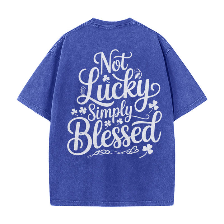 Christianartworkshop Not Lucky Simply Blessed Romans 4:7-8 Unisex Washed T-Shirt - image 16