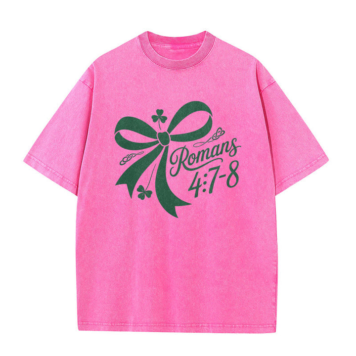 Christianartworkshop Not Lucky Simply Blessed Romans 4:7-8 Unisex Washed T-Shirt - image 10