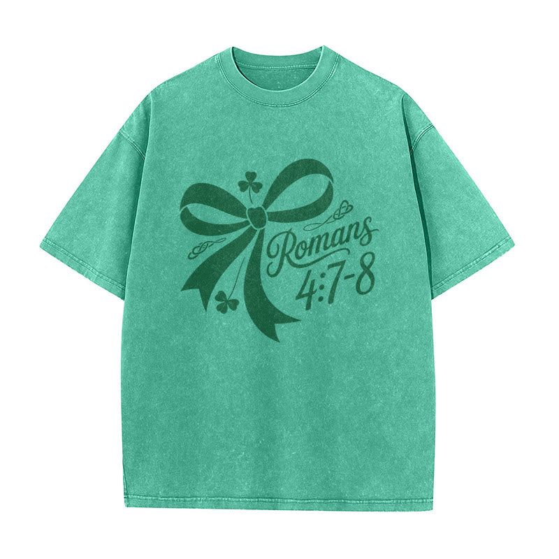 Christianartworkshop Not Lucky Simply Blessed Romans 4:7-8 Unisex Washed T-Shirt - image 26