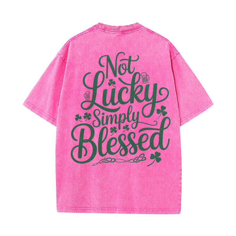 Christianartworkshop Not Lucky Simply Blessed Romans 4:7-8 Unisex Washed T-Shirt - image 10