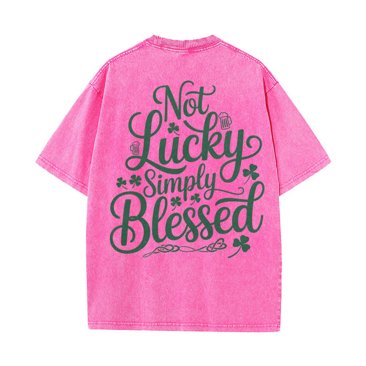 Christianartworkshop Not Lucky Simply Blessed Romans 4:7-8 Unisex Washed T-Shirt - image 10