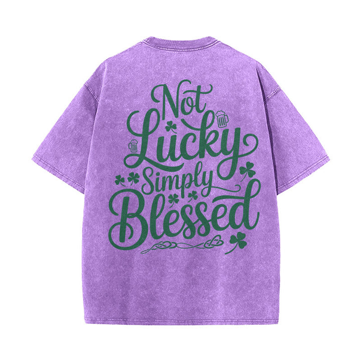 Christianartworkshop Not Lucky Simply Blessed Romans 4:7-8 Unisex Washed T-Shirt - image 13