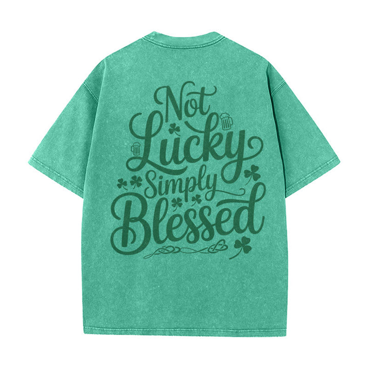 Christianartworkshop Not Lucky Simply Blessed Romans 4:7-8 Unisex Washed T-Shirt - image 25