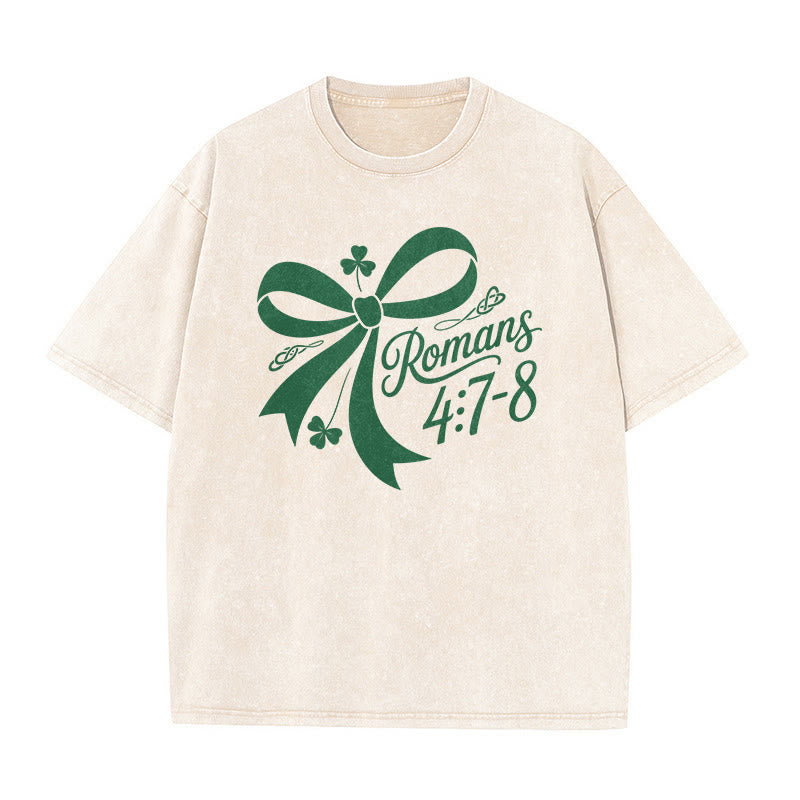 Christianartworkshop Not Lucky Simply Blessed Romans 4:7-8 Unisex Washed T-Shirt - image 8