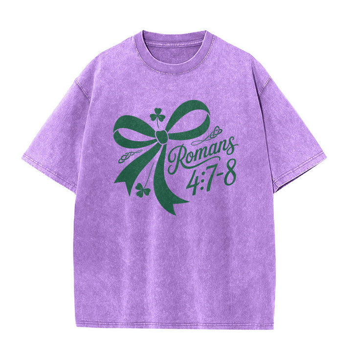 Christianartworkshop Not Lucky Simply Blessed Romans 4:7-8 Unisex Washed T-Shirt - image 14