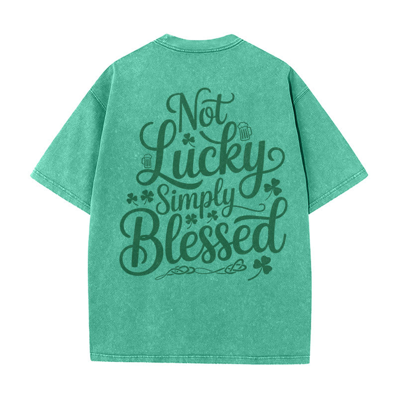 Christianartworkshop Not Lucky Simply Blessed Romans 4:7-8 Unisex Washed T-Shirt - Green - 5XL - image 18