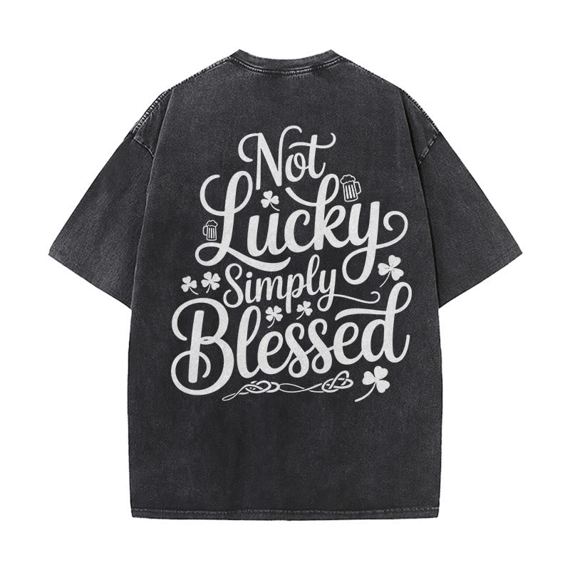 Christianartworkshop Not Lucky Simply Blessed Romans 4:7-8 Unisex Washed T-Shirt - Black - 5XL - image 16