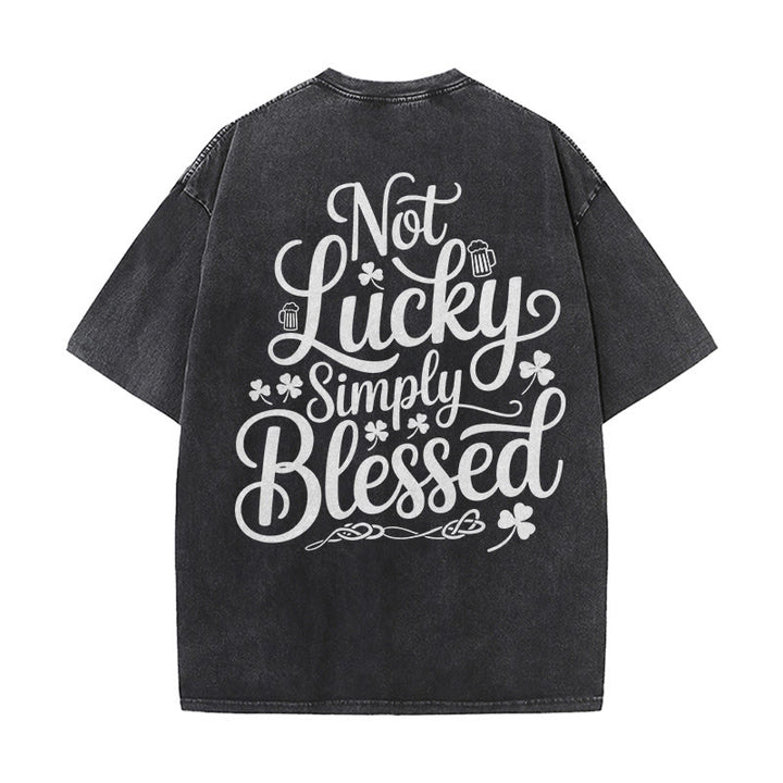 Christianartworkshop Not Lucky Simply Blessed Romans 4:7-8 Unisex Washed T-Shirt - image 22