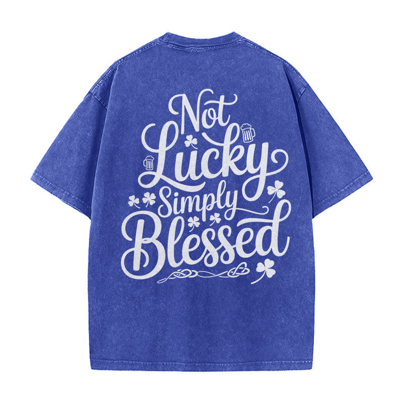 Christianartworkshop Not Lucky Simply Blessed Romans 4:7-8 Unisex Washed T-Shirt - Blue - 5XL - image 13