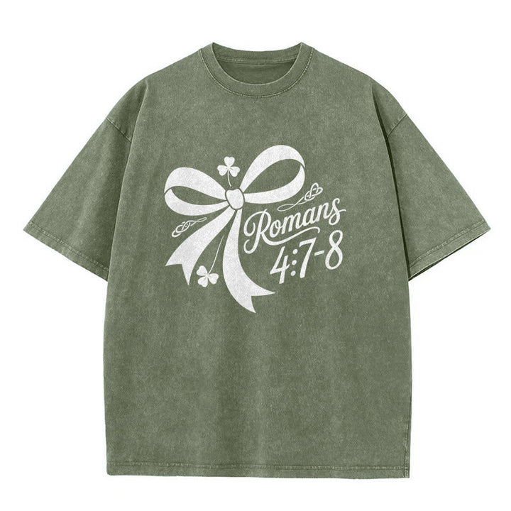 Christianartworkshop Not Lucky Simply Blessed Romans 4:7-8 Unisex Washed T-Shirt - image 22