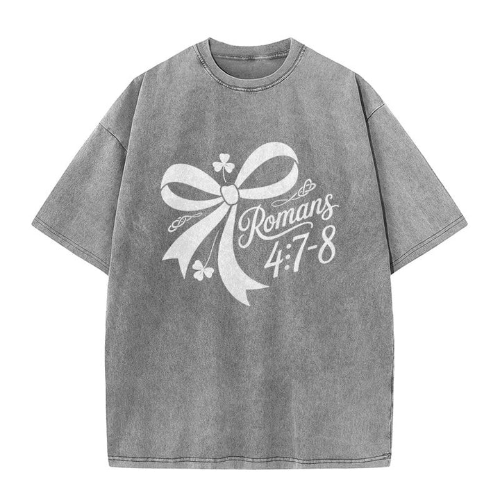 Christianartworkshop Not Lucky Simply Blessed Romans 4:7-8 Unisex Washed T-Shirt - image 20