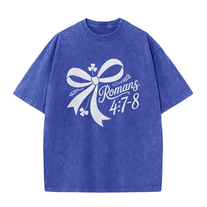 Christianartworkshop Not Lucky Simply Blessed Romans 4:7-8 Unisex Washed T-Shirt - image 14