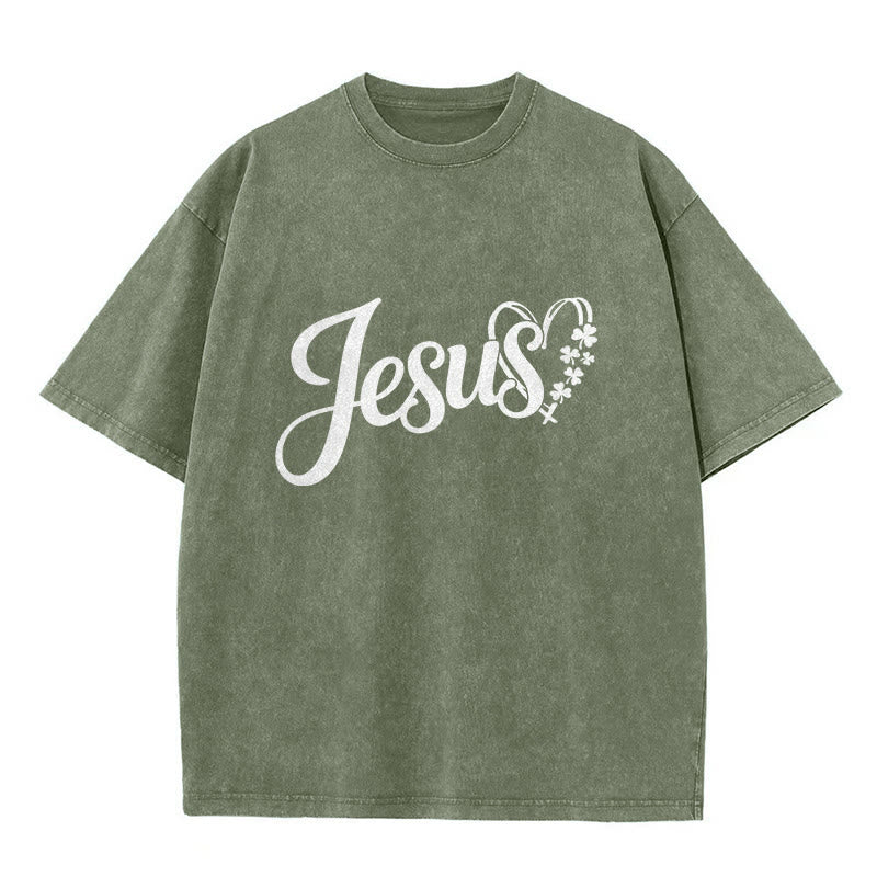 Christianartworkshop It's Never Luck It's Always God Jesus Unisex Washed T-Shirt - image 29