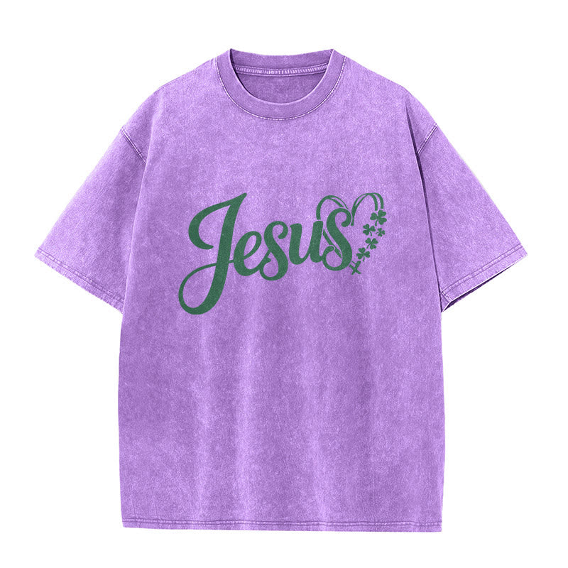 Christianartworkshop It's Never Luck It's Always God Jesus Unisex Washed T-Shirt - image 17