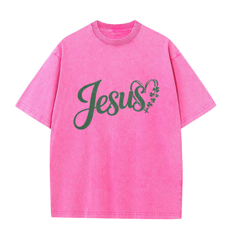 Christianartworkshop It's Never Luck It's Always God Jesus Unisex Washed T-Shirt - image 14