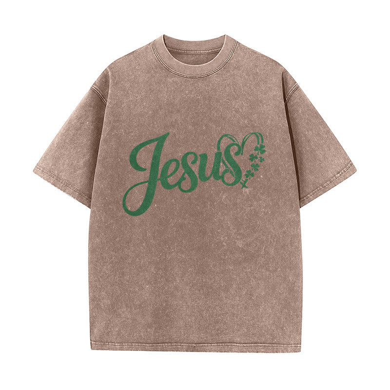 Christianartworkshop It's Never Luck It's Always God Jesus Unisex Washed T-Shirt - image 8