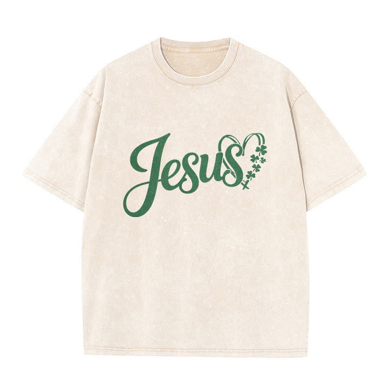 Christianartworkshop It's Never Luck It's Always God Jesus Unisex Washed T-Shirt - image 10