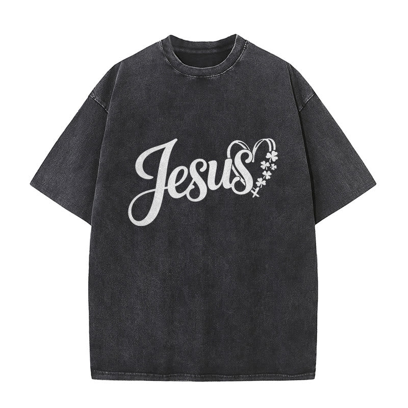 Christianartworkshop It's Never Luck It's Always God Jesus Unisex Washed T-Shirt - image 26