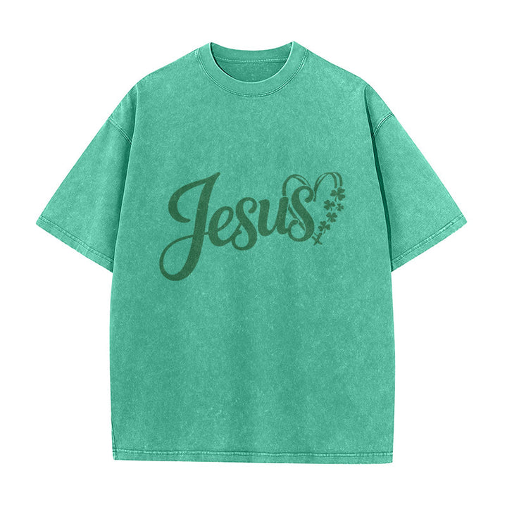 Christianartworkshop It's Never Luck It's Always God Jesus Unisex Washed T-Shirt - image 1