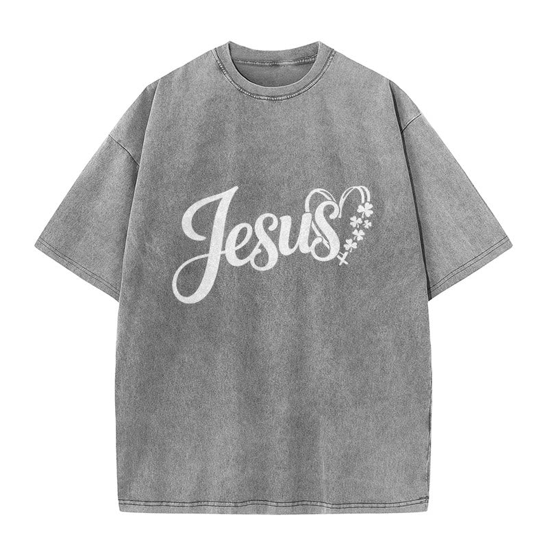 Christianartworkshop It's Never Luck It's Always God Jesus Unisex Washed T-Shirt - image 23