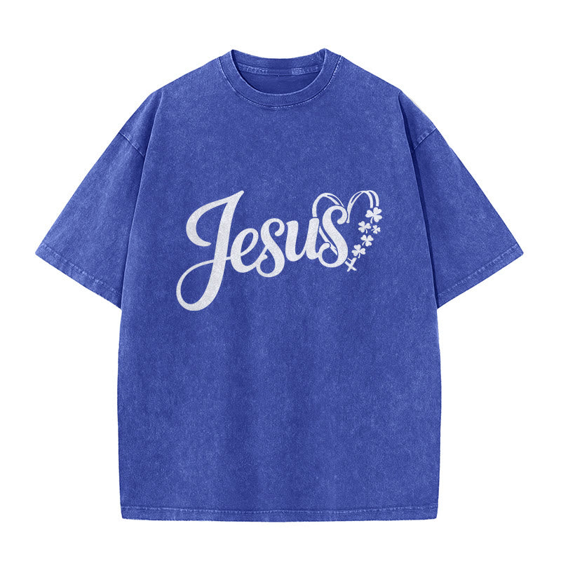Christianartworkshop It's Never Luck It's Always God Jesus Unisex Washed T-Shirt - image 16