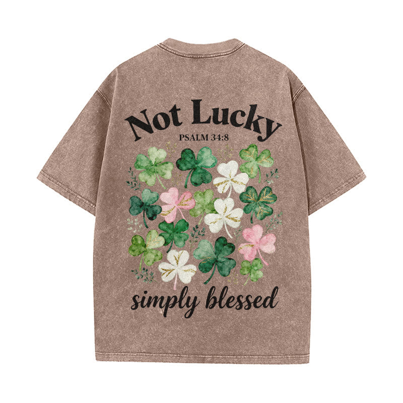 Christianartworkshop Not Lucky Simply Blessed Psalm 34:8 Unisex Washed T-Shirt - image 10