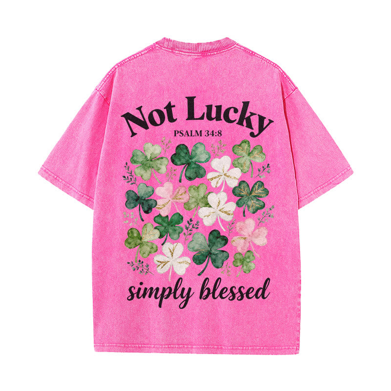 Christianartworkshop Not Lucky Simply Blessed Psalm 34:8 Unisex Washed T-Shirt - image 16