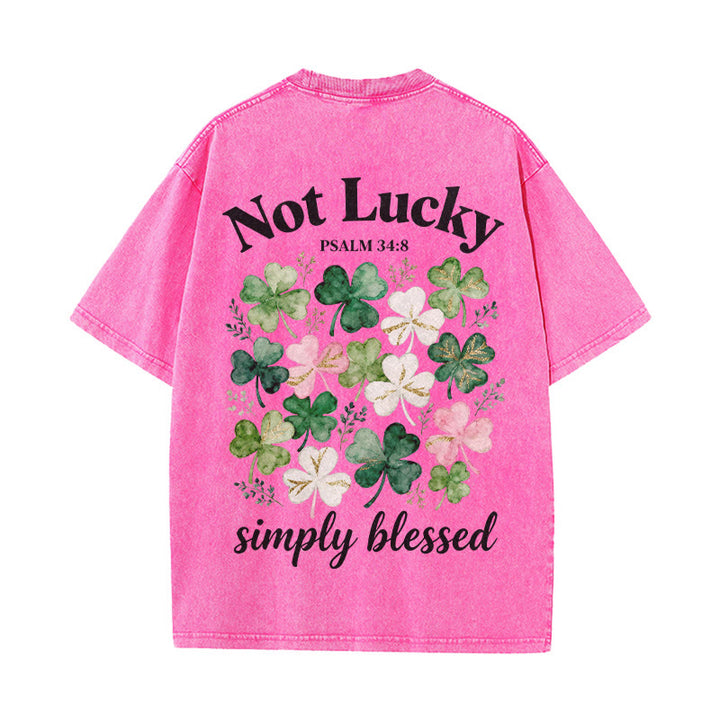 Christianartworkshop Not Lucky Simply Blessed Psalm 34:8 Unisex Washed T-Shirt - Pink - 5XL - image 13