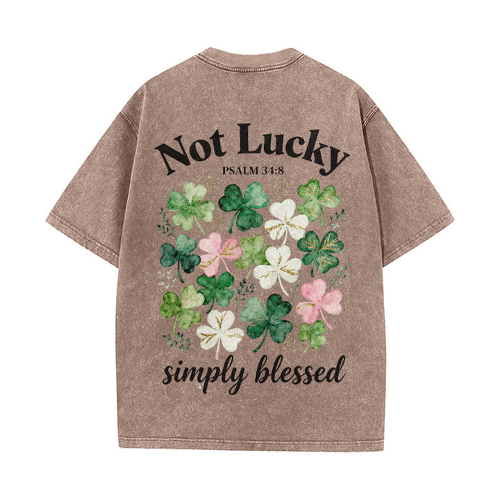 Christianartworkshop Not Lucky Simply Blessed Psalm 34:8 Unisex Washed T-Shirt - Brown - 5XL - image 9