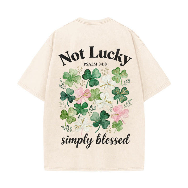 Christianartworkshop Not Lucky Simply Blessed Psalm 34:8 Unisex Washed T-Shirt - image 13
