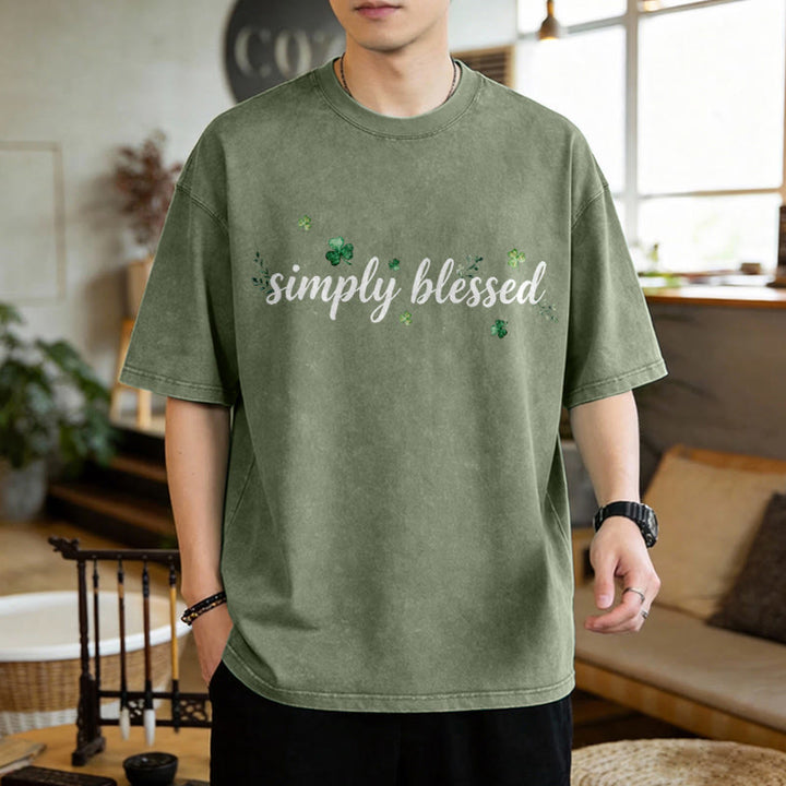 Christianartworkshop Not Lucky Simply Blessed Psalm 34:8 Unisex Washed T-Shirt - image 4