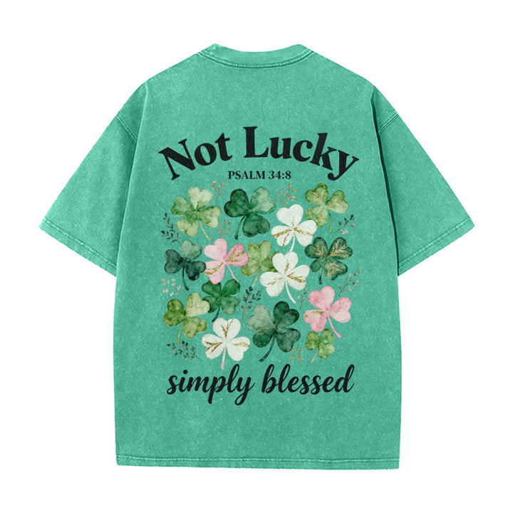Christianartworkshop Not Lucky Simply Blessed Psalm 34:8 Unisex Washed T-Shirt - image 7